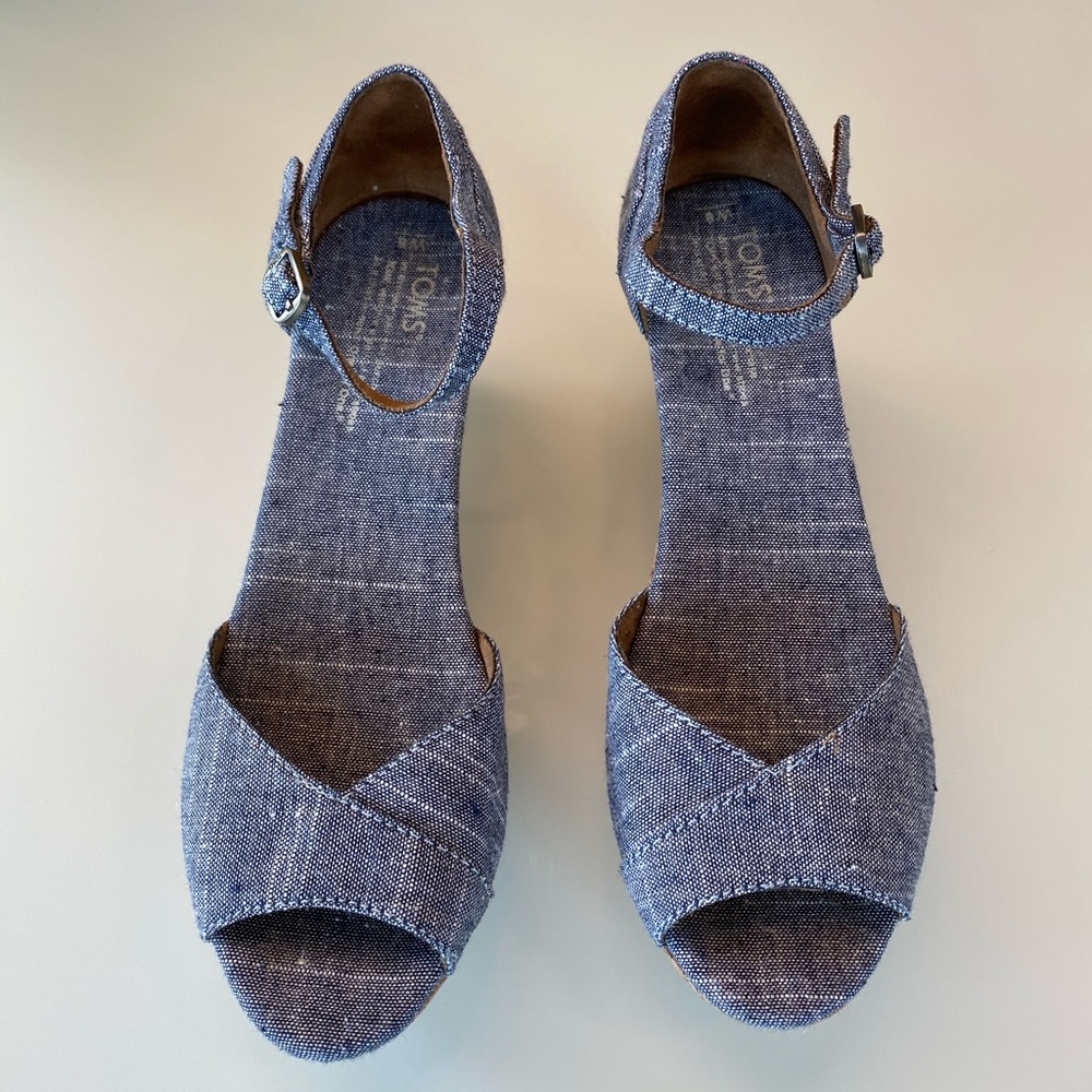 TOMS canvas platform wedge sandal
